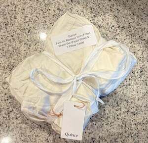 Quince Twin XL Bamboo Ivory Fitted Sheet Set